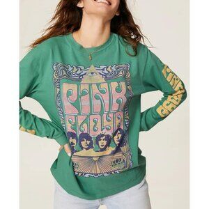 DAYDREAMER PINK FLOYD Eye Poster Graphic Band Tee Sz S Green Multicolor Cotton